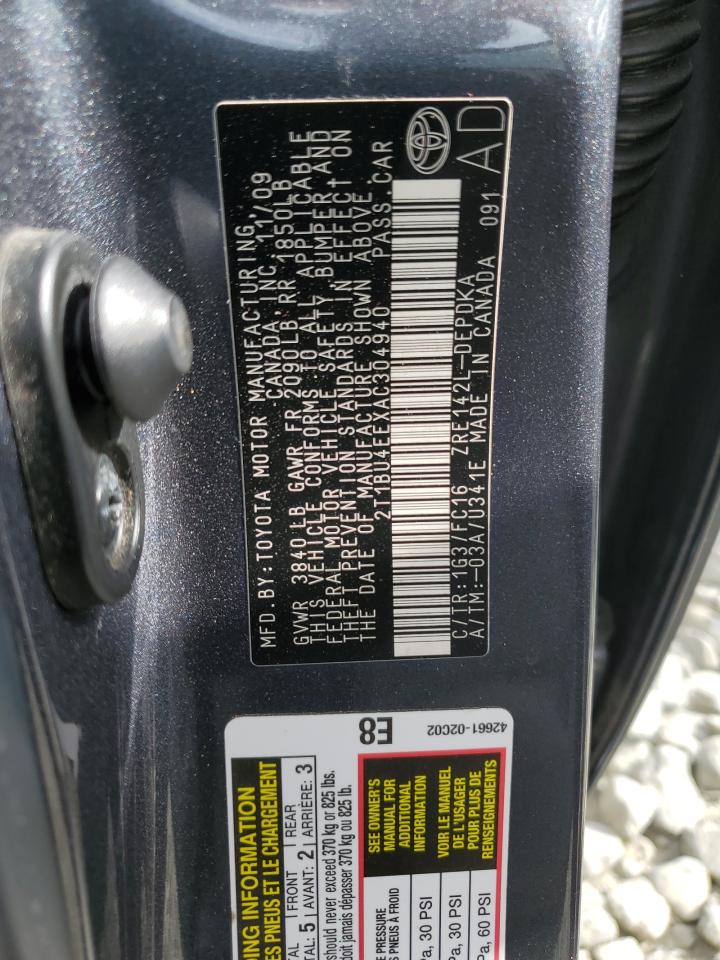 2010 Toyota Corolla Base VIN: 2T1BU4EEXAC304940 Lot: 85704875