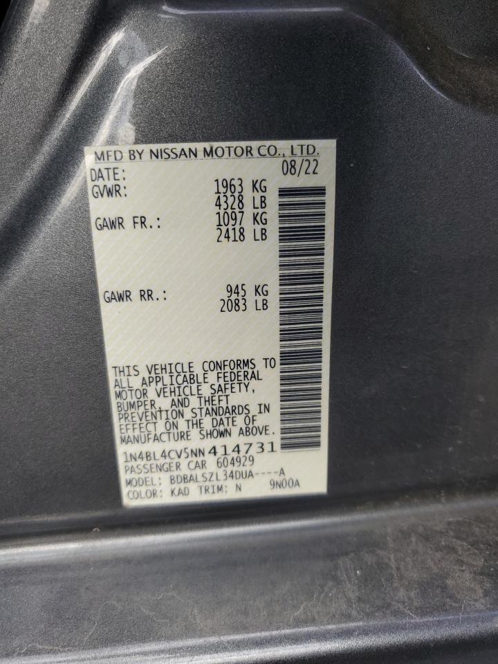 2022 Nissan Altima Sr VIN: 1N4BL4CV5NN414731 Lot: 82338995