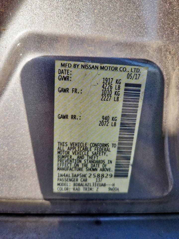 2017 Nissan Altima 2.5 VIN: 1N4AL3AP5HC258829 Lot: 86130825