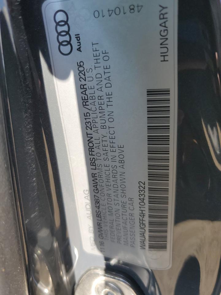 2017 Audi A3 Premium VIN: WAUAUGFF4H1043322 Lot: 84395285