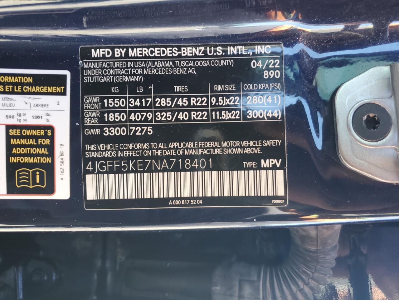 2022 Mercedes-Benz Gls 450 4Matic VIN: 4JGFF5KE7NA718401 Lot: 82531945