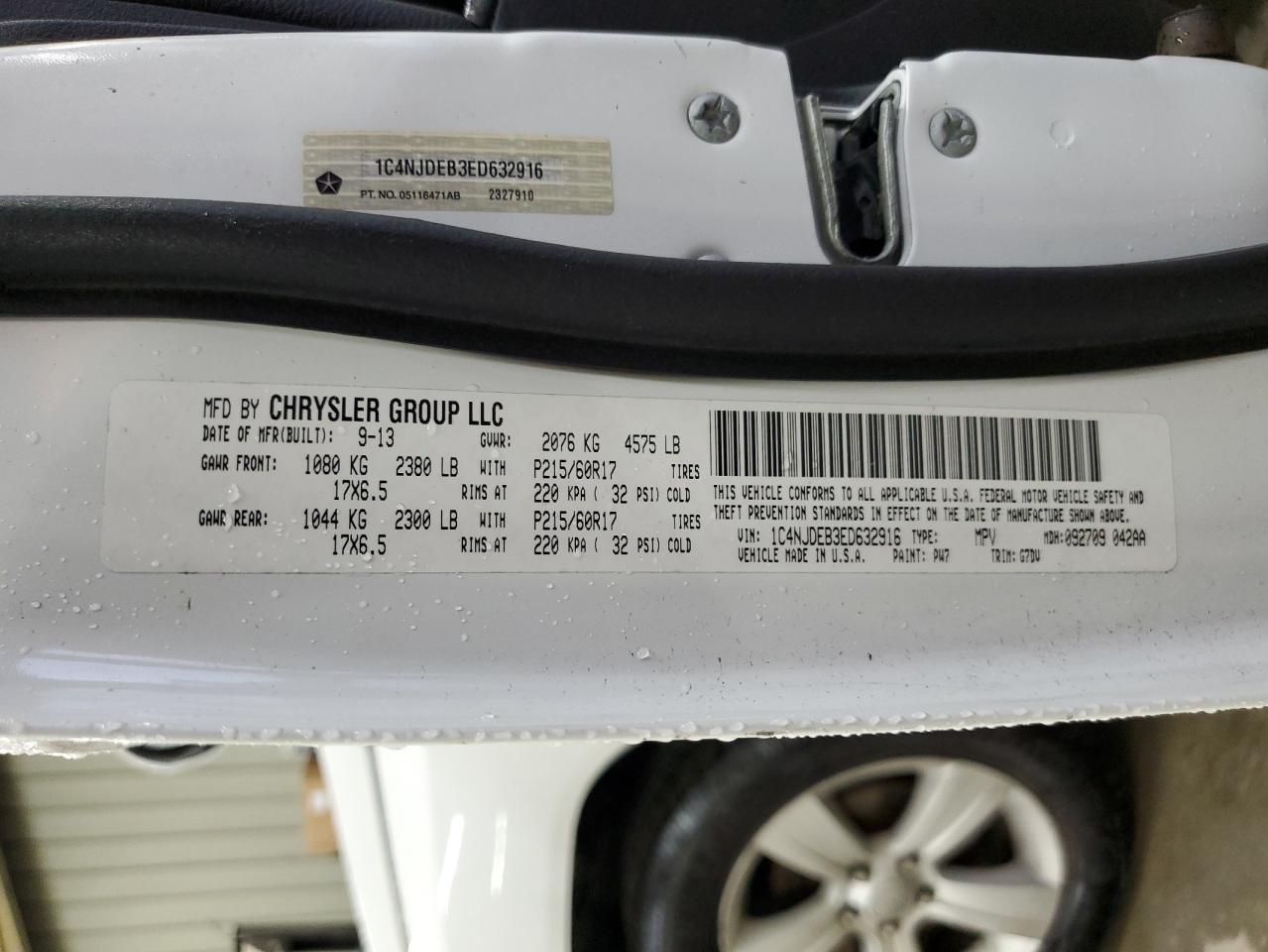 2014 Jeep Compass Latitude VIN: 1C4NJDEB3ED632916 Lot: 90443305