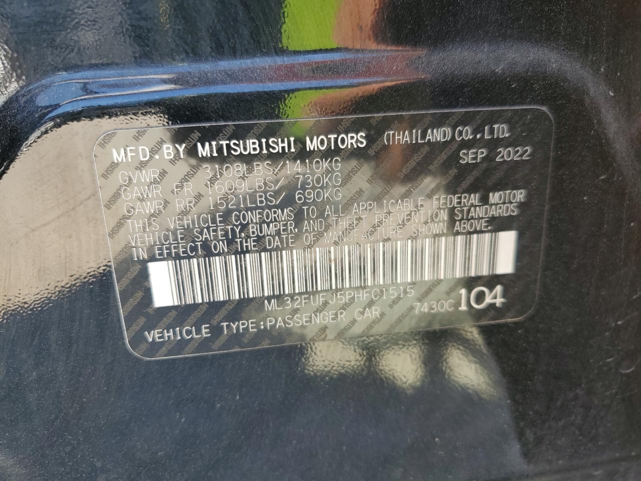 2023 Mitsubishi Mirage G4 Es VIN: ML32FUFJ5PHF01515 Lot: 87065295