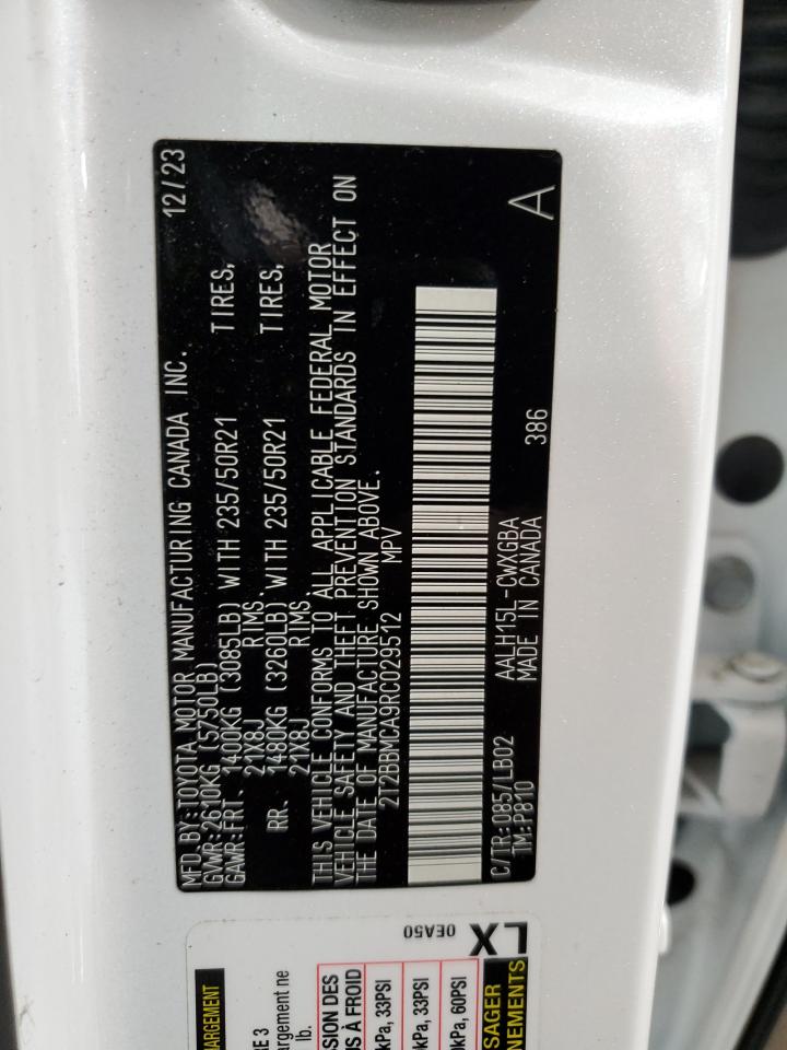 2024 Lexus Rx 350H Base VIN: 2T2BBMCA9RC029512 Lot: 90293135