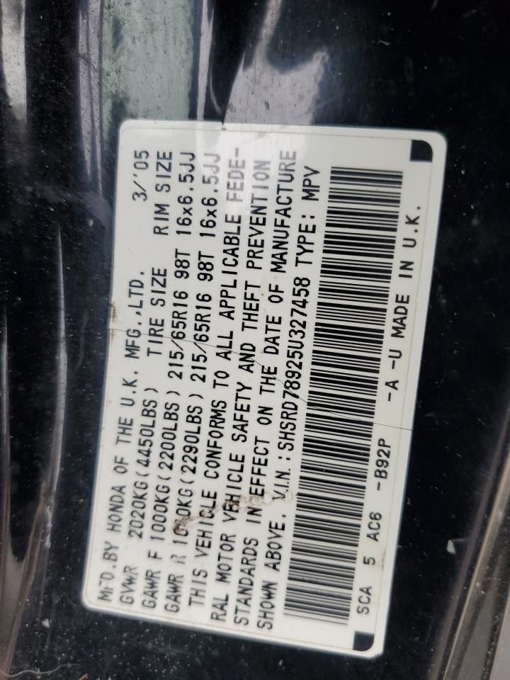 2005 Honda Cr-V Se VIN: SHSRD78925U327458 Lot: 84864285