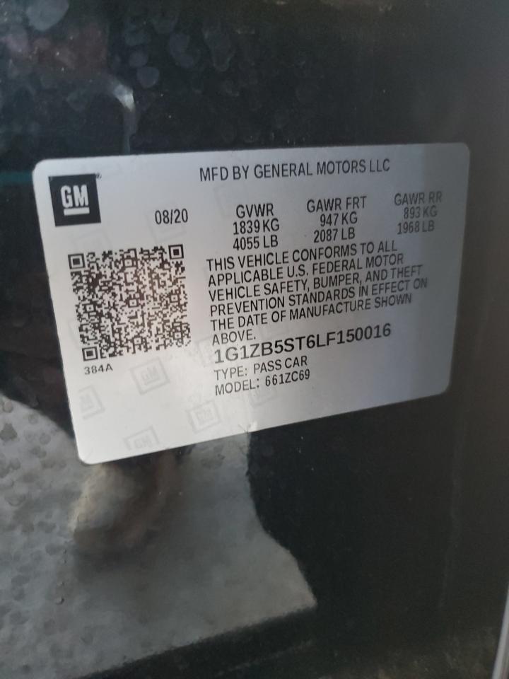 2020 Chevrolet Malibu Ls VIN: 1G1ZB5ST6LF150016 Lot: 82342895