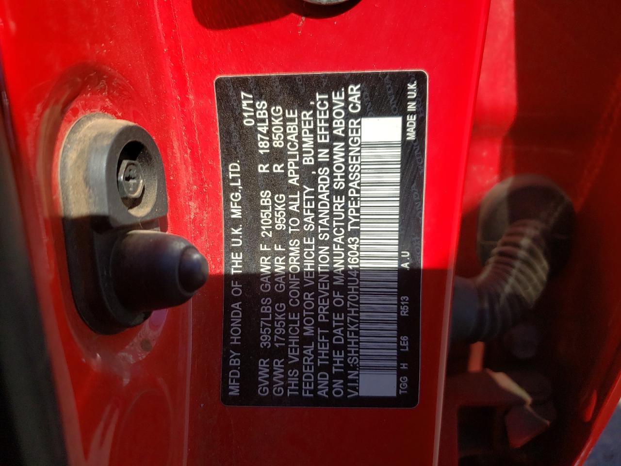 2017 Honda Civic Exl VIN: SHHFK7H70HU416043 Lot: 82320725