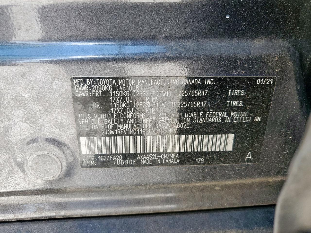 2021 Toyota Rav4 Xle VIN: 2T3W1RFV1MC118382 Lot: 82239255