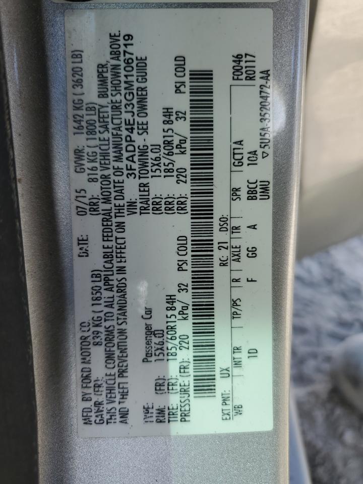 2016 Ford Fiesta Se VIN: 3FADP4EJ3GM106719 Lot: 87230145