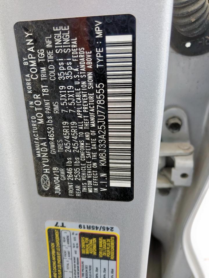 2018 Hyundai Tucson Value VIN: KM8J33A25JU778555 Lot: 85119955