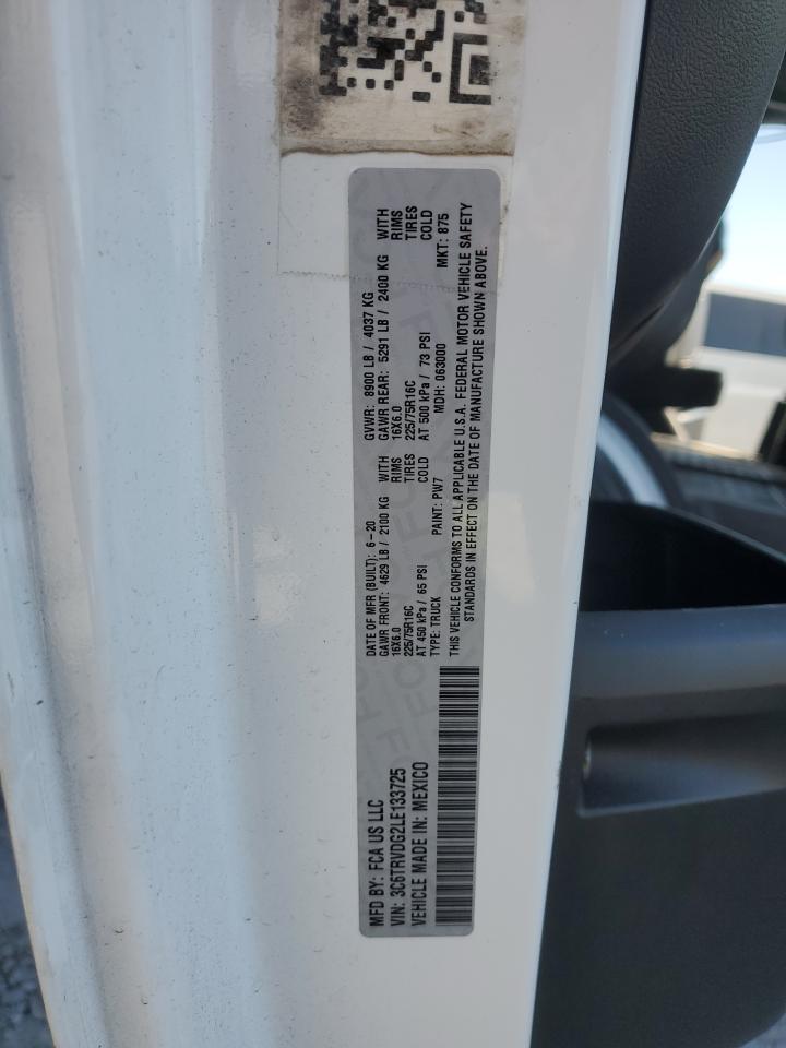 2020 Ram Promaster 2500 2500 High VIN: 3C6TRVDG2LE133725 Lot: 87063625