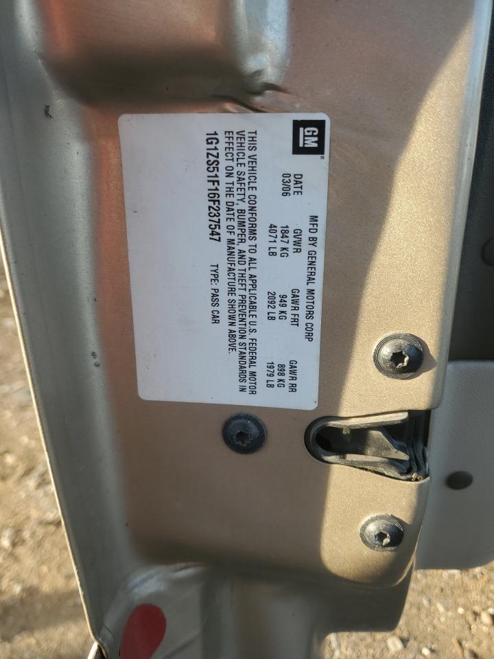 2006 Chevrolet Malibu Ls VIN: 1G1ZS51F16F237547 Lot: 89464605