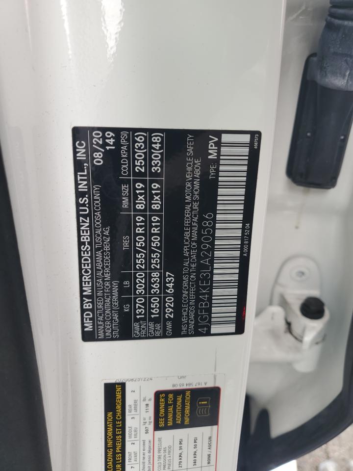 2020 Mercedes-Benz Gle 350 4Matic VIN: 4JGFB4KE3LA290586 Lot: 86162965