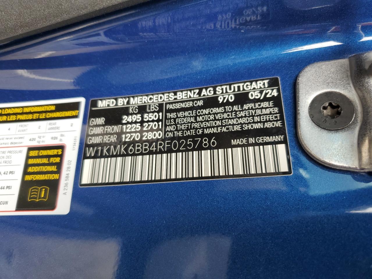 2024 Mercedes-Benz Cle 450 4Matic VIN: W1KMK6BB4RF025786 Lot: 84649815