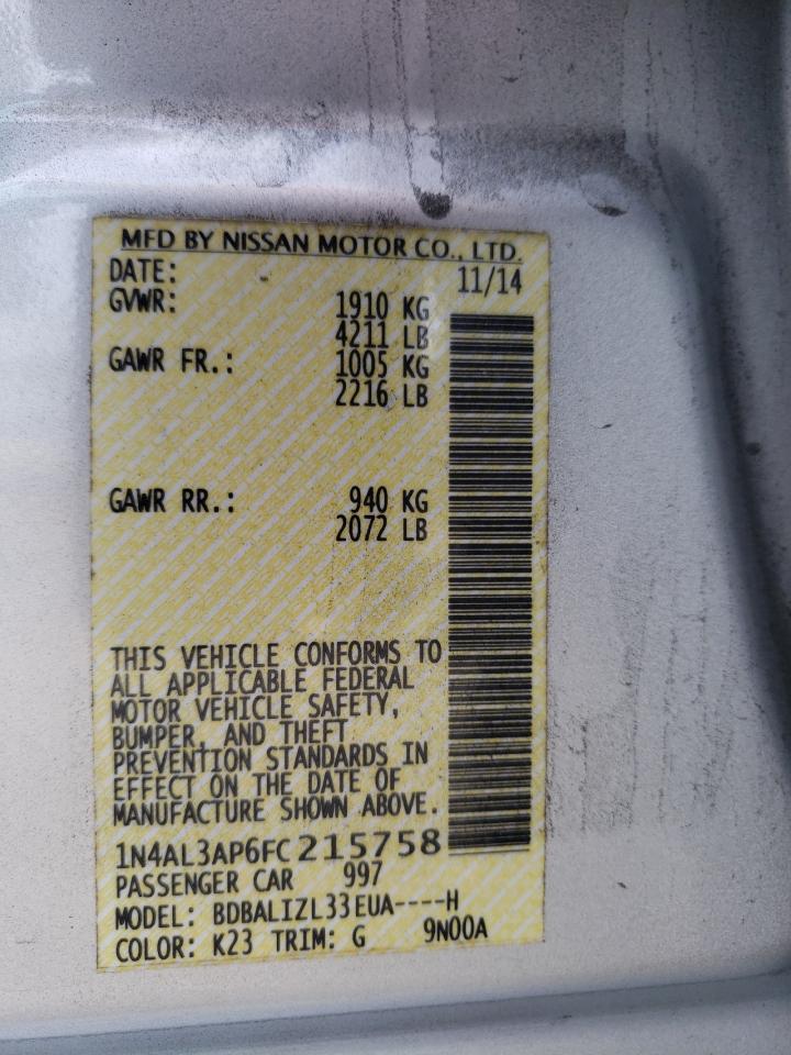 2015 Nissan Altima 2.5 VIN: 1N4AL3AP6FC215758 Lot: 82301475