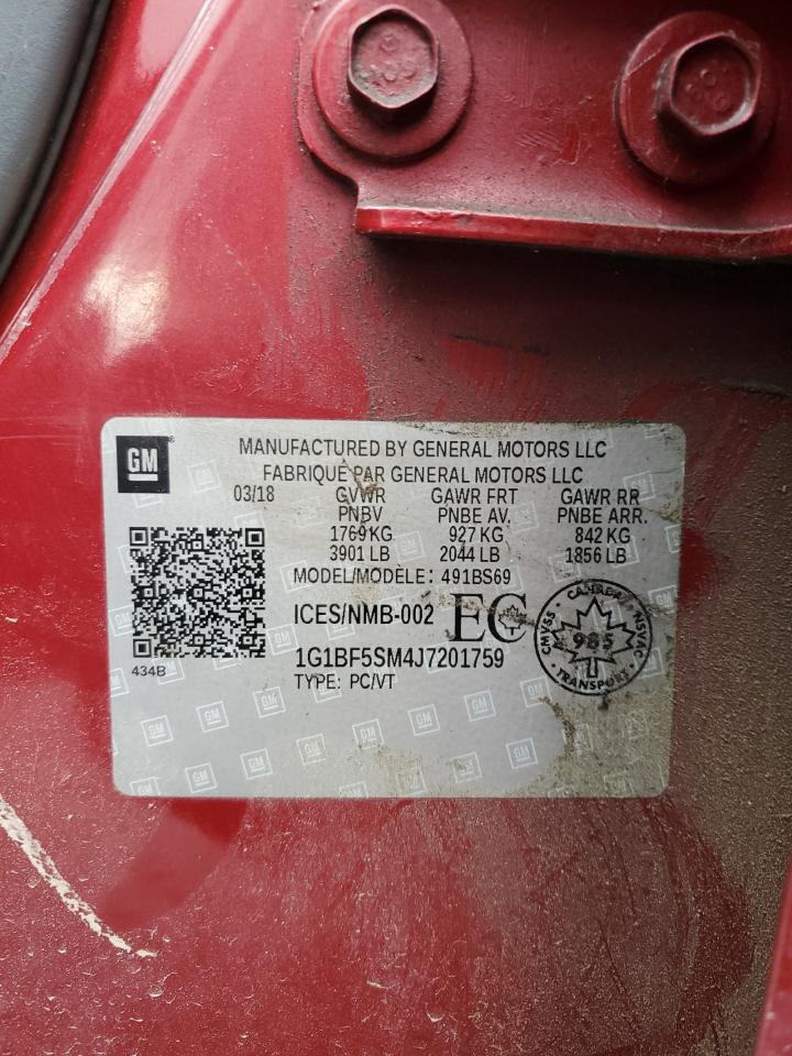 2018 Chevrolet Cruze Premier VIN: 1G1BF5SM4J7201759 Lot: 85550425