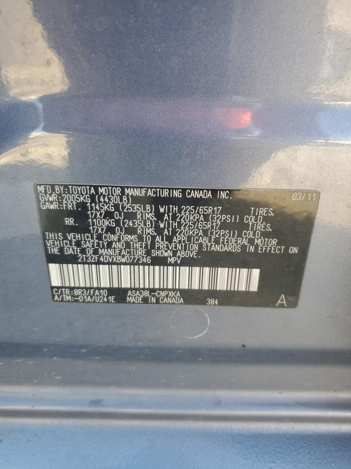 2011 Toyota Rav4 VIN: 2T3ZF4DVXBW077346 Lot: 82530385