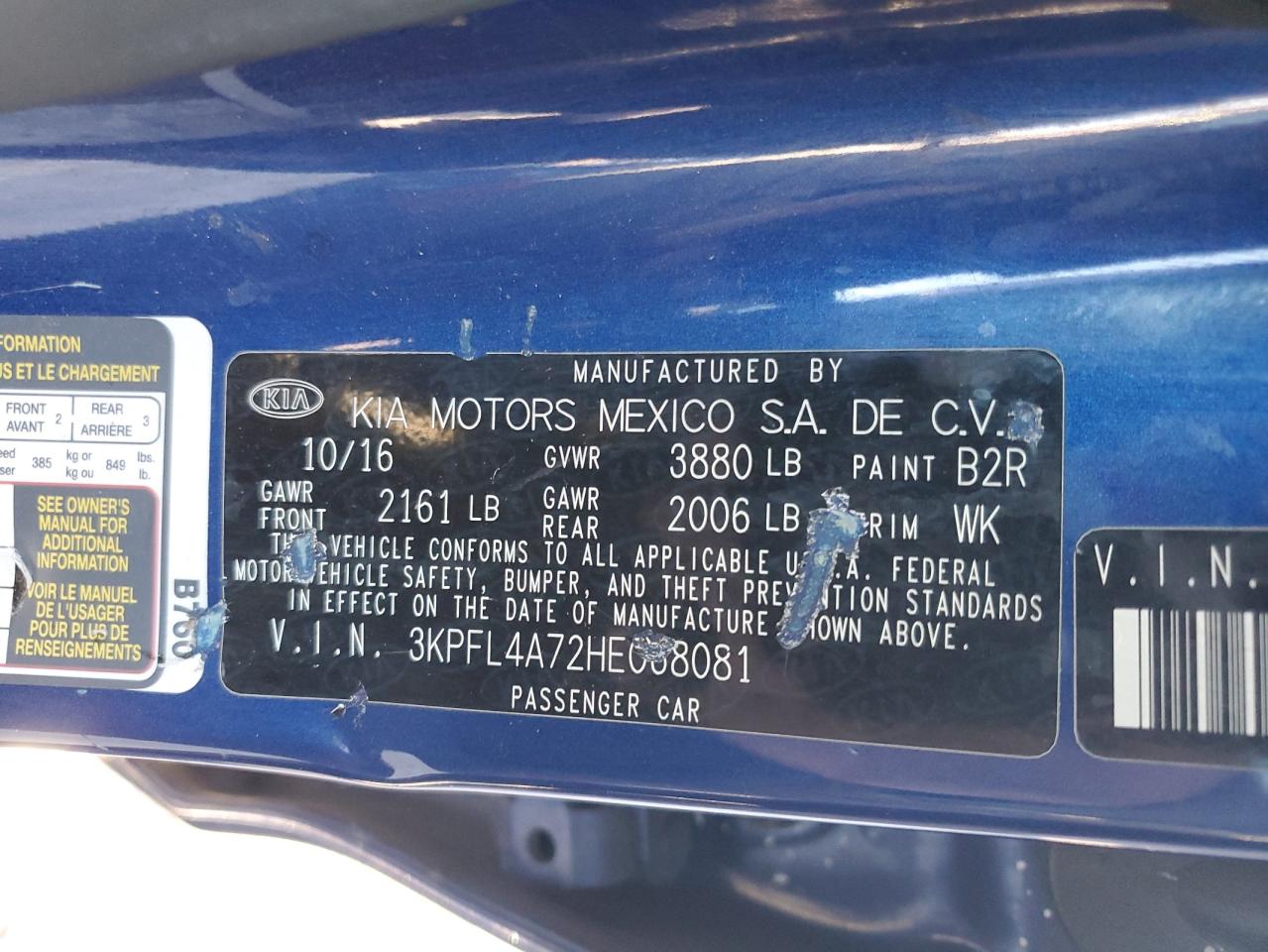 2017 Kia Forte Lx VIN: 3KPFL4A72HE068081 Lot: 87125685