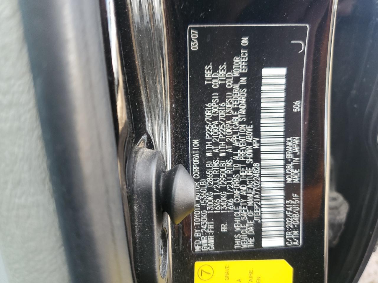 2007 Toyota Highlander Sport VIN: JTEEP21A770224828 Lot: 82331485