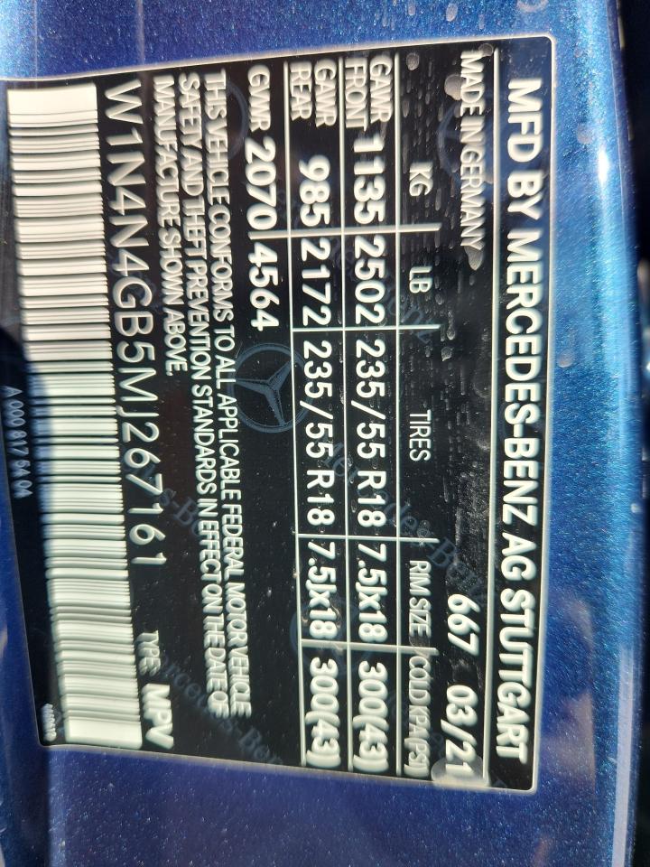 2021 Mercedes-Benz Gla 250 VIN: W1N4N4GB5MJ267161 Lot: 87164845