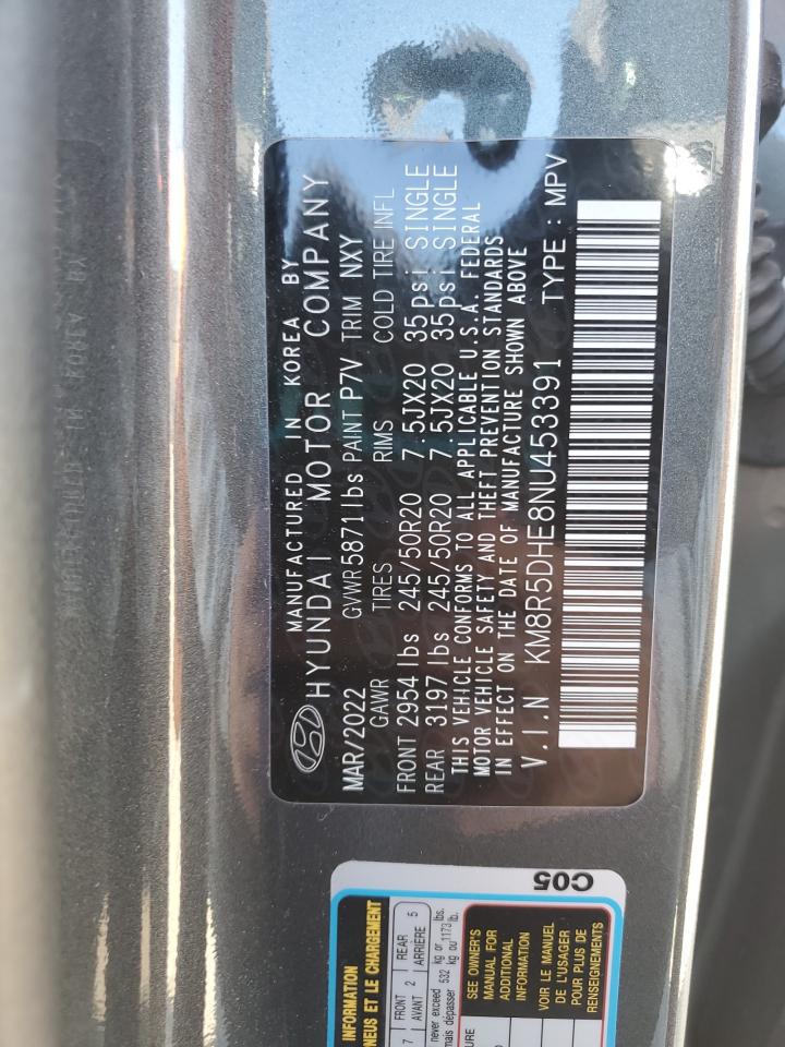 2022 Hyundai Palisade Limited VIN: KM8R5DHE8NU453391 Lot: 86617455