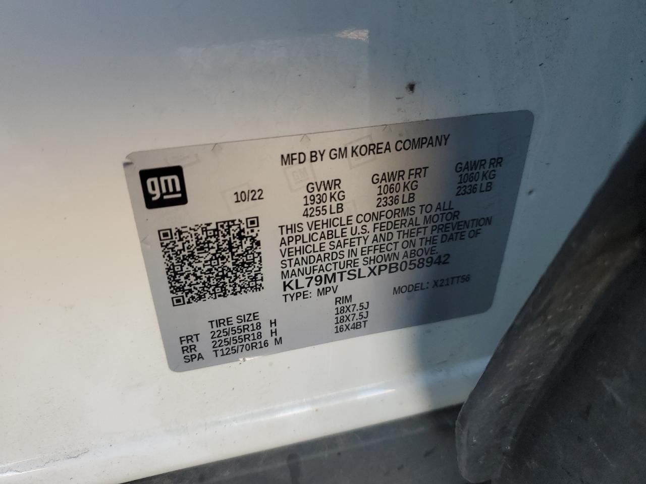 2023 Chevrolet Trailblazer Rs VIN: KL79MTSLXPB058942 Lot: 85580425