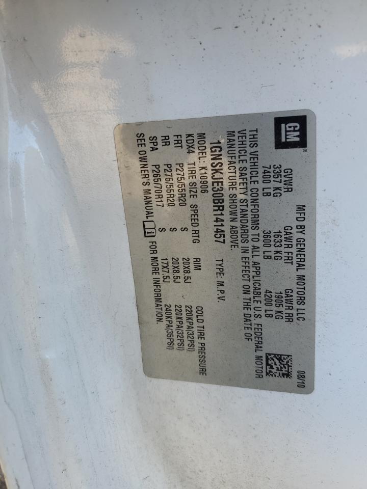 2011 Chevrolet Suburban K1500 Lt VIN: 1GNSKJE30BR141457 Lot: 90385625