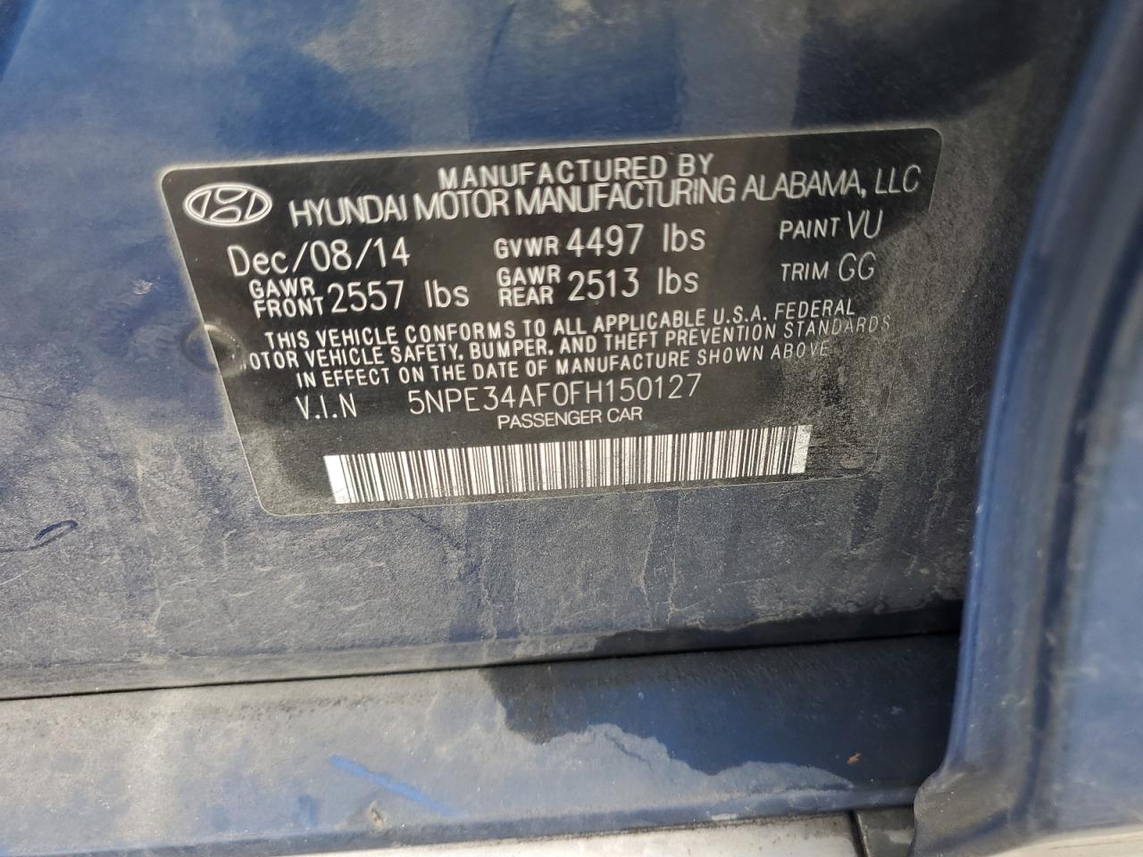 2015 Hyundai Sonata Sport VIN: 5NPE34AF0FH150127 Lot: 85872955