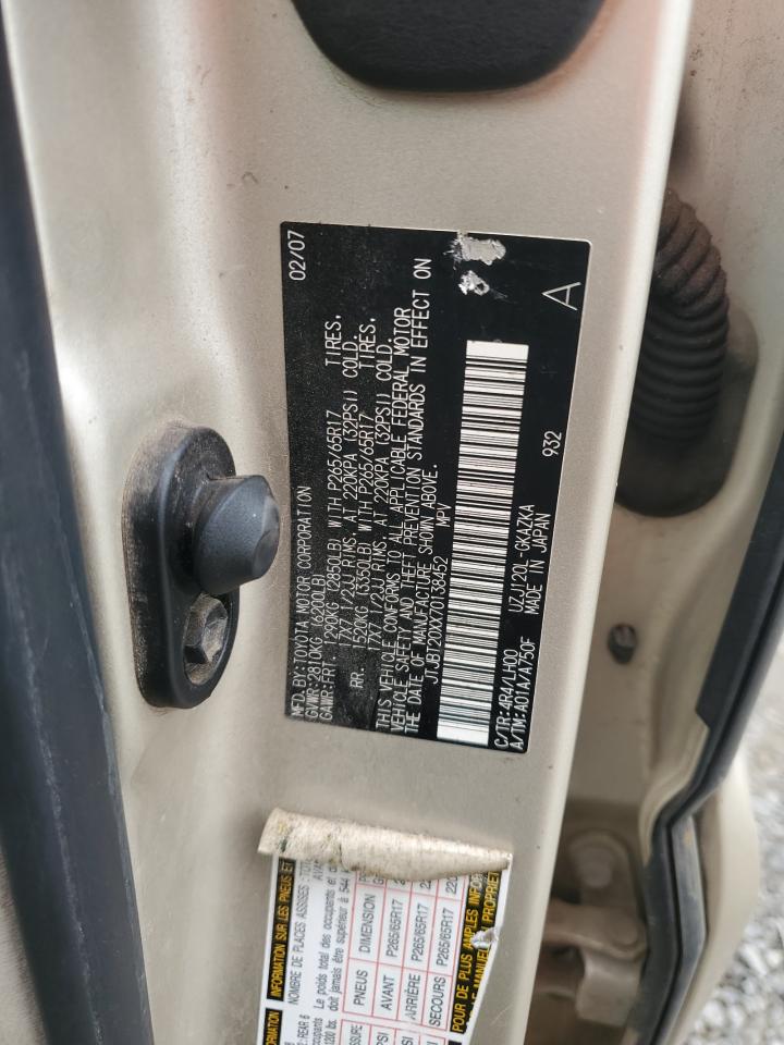 2007 Lexus Gx 470 VIN: JTJBT20XX70138452 Lot: 85675405