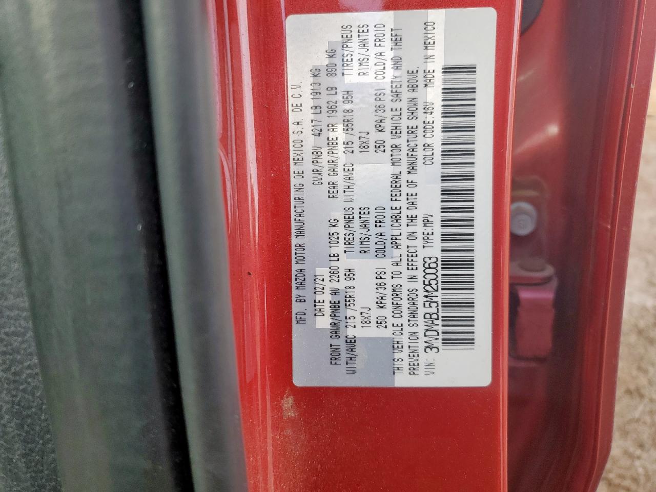 2021 Mazda Cx-30 Select VIN: 3MVDMABL5MM250063 Lot: 85715995