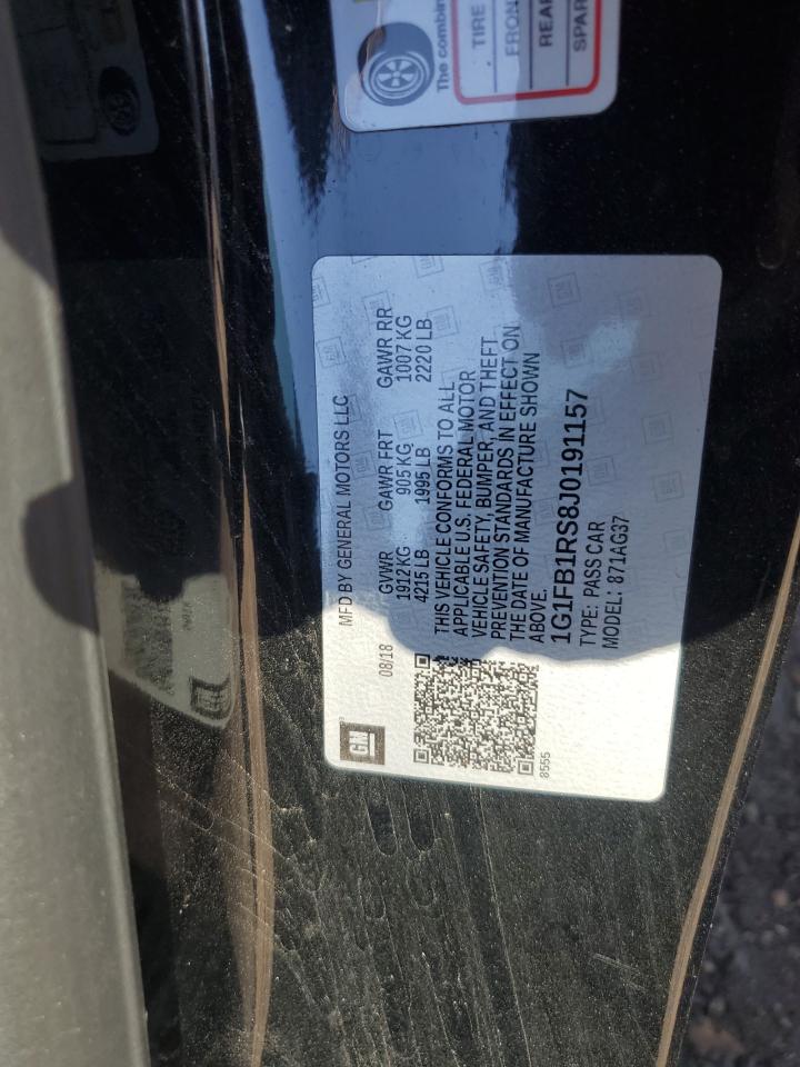 2018 Chevrolet Camaro Lt VIN: 1G1FB1RS8J0191157 Lot: 85869555