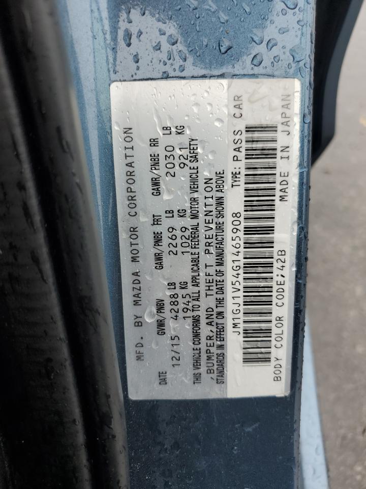 2016 Mazda 6 Touring VIN: JM1GJ1V54G1465908 Lot: 84989285