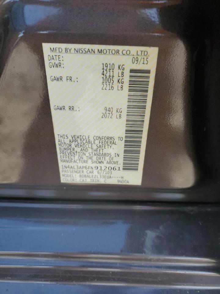 2015 Nissan Altima 2.5 VIN: 1N4AL3AP6FN912061 Lot: 82277785