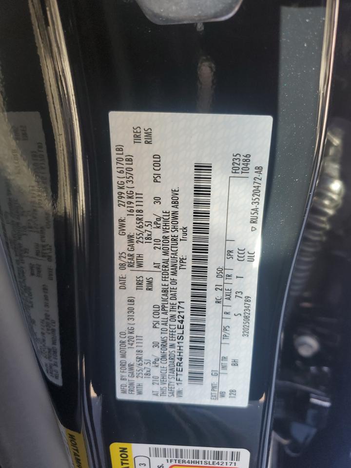 2025 Ford Ranger Xlt VIN: 1FTER4HH1SLE42171 Lot: 90025585