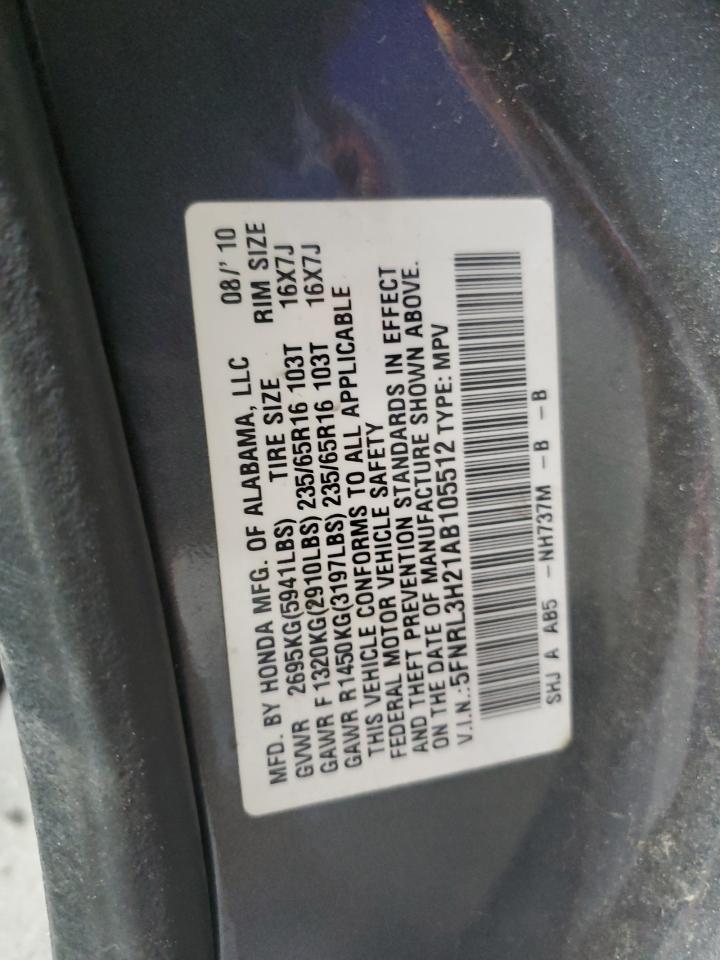 2010 Honda Odyssey Lx VIN: 5FNRL3H21AB105512 Lot: 86272555