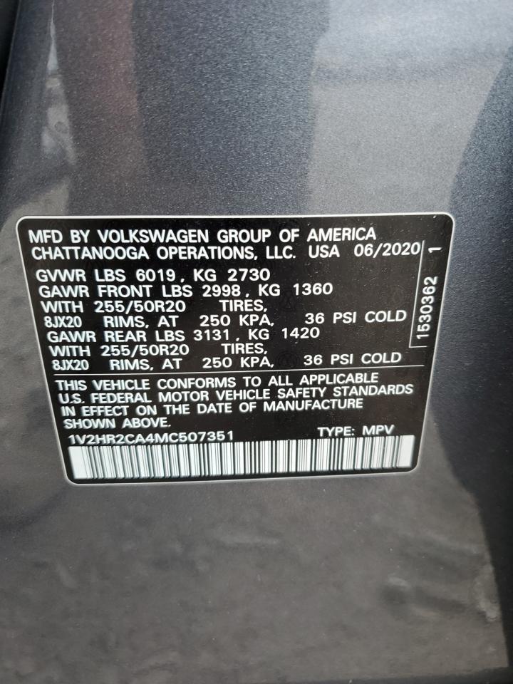 2021 Volkswagen Atlas Se VIN: 1V2HR2CA4MC507351 Lot: 82280315