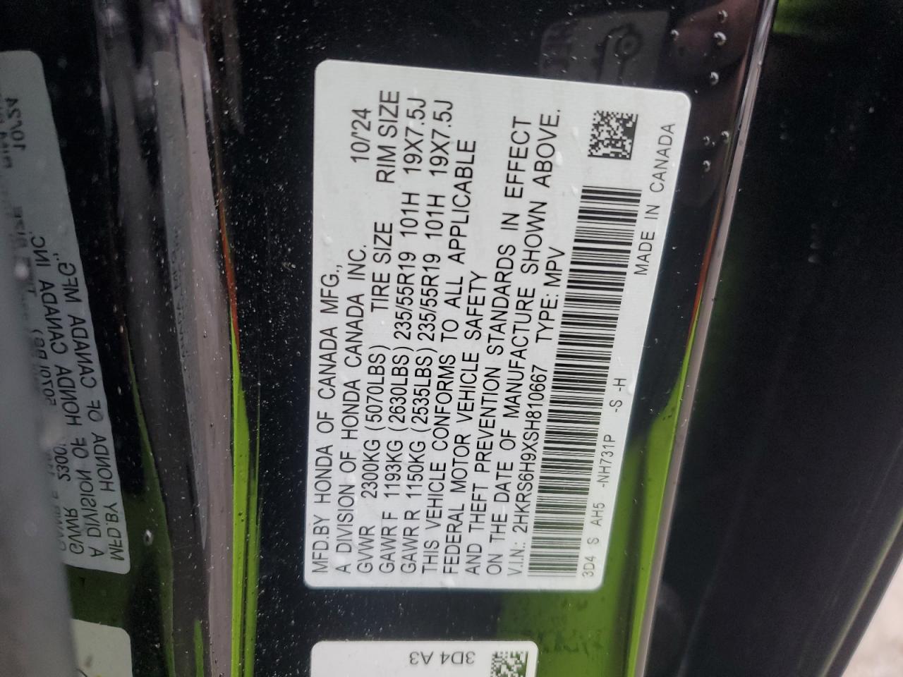 2025 Honda Cr-V Sport Touring VIN: 2HKRS6H9XSH810667 Lot: 85852385