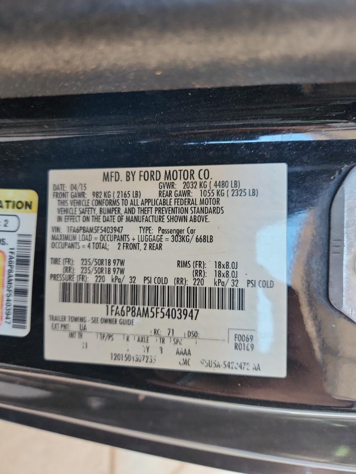 2015 Ford Mustang VIN: 1FA6P8AM5F5403947 Lot: 90482165
