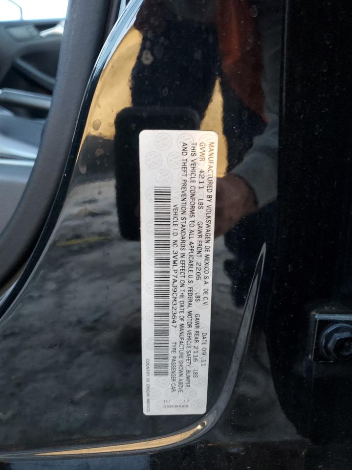 2012 Volkswagen Jetta Sel VIN: 3VWLP7AJ9CM323647 Lot: 87414905