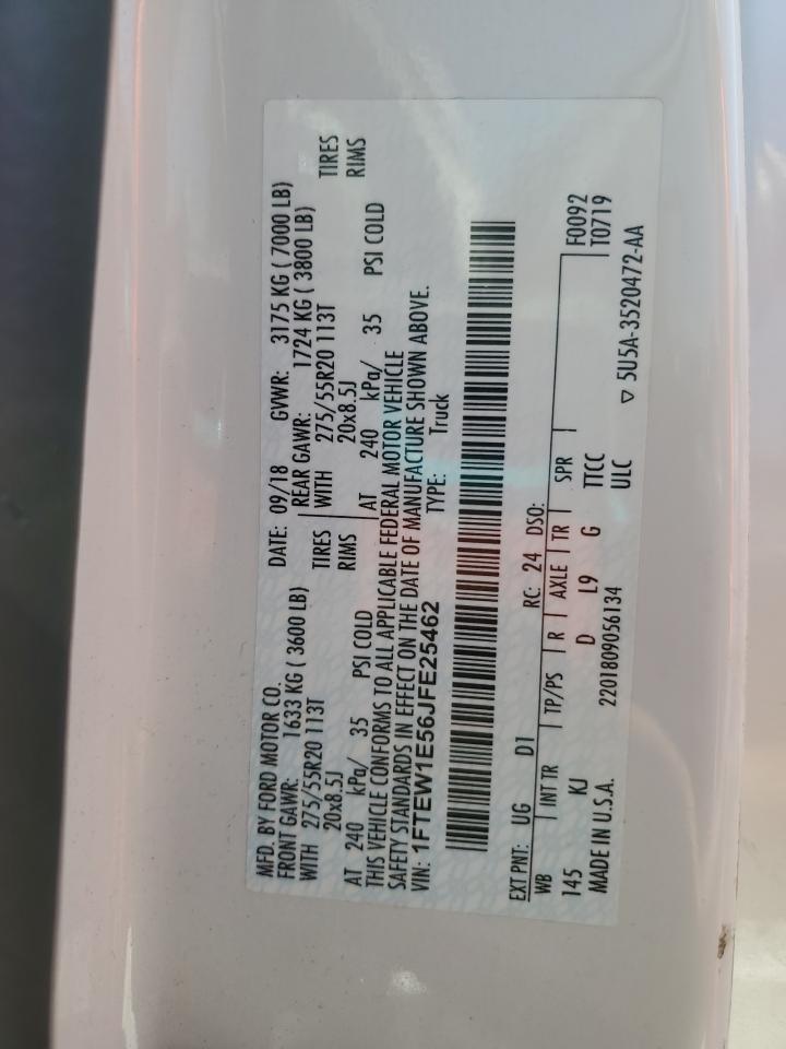 2018 Ford F150 Supercrew VIN: 1FTEW1E56JFE25462 Lot: 80193455