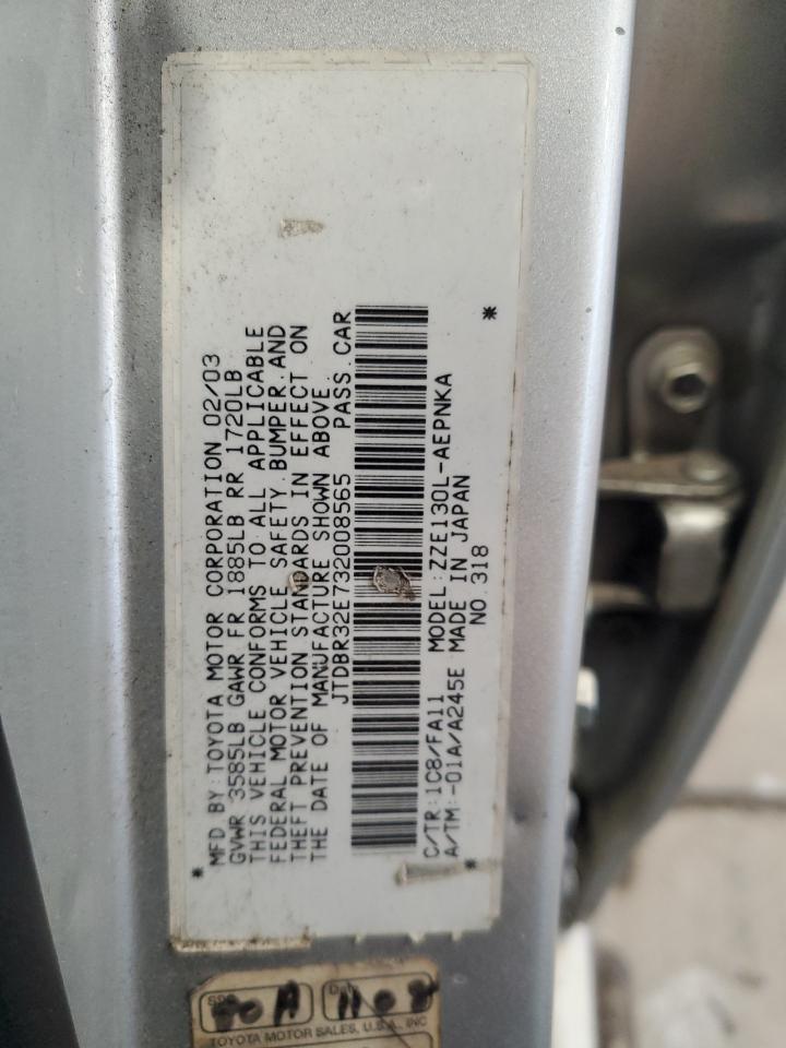 2003 Toyota Corolla Ce VIN: JTDBR32E732008565 Lot: 85352315