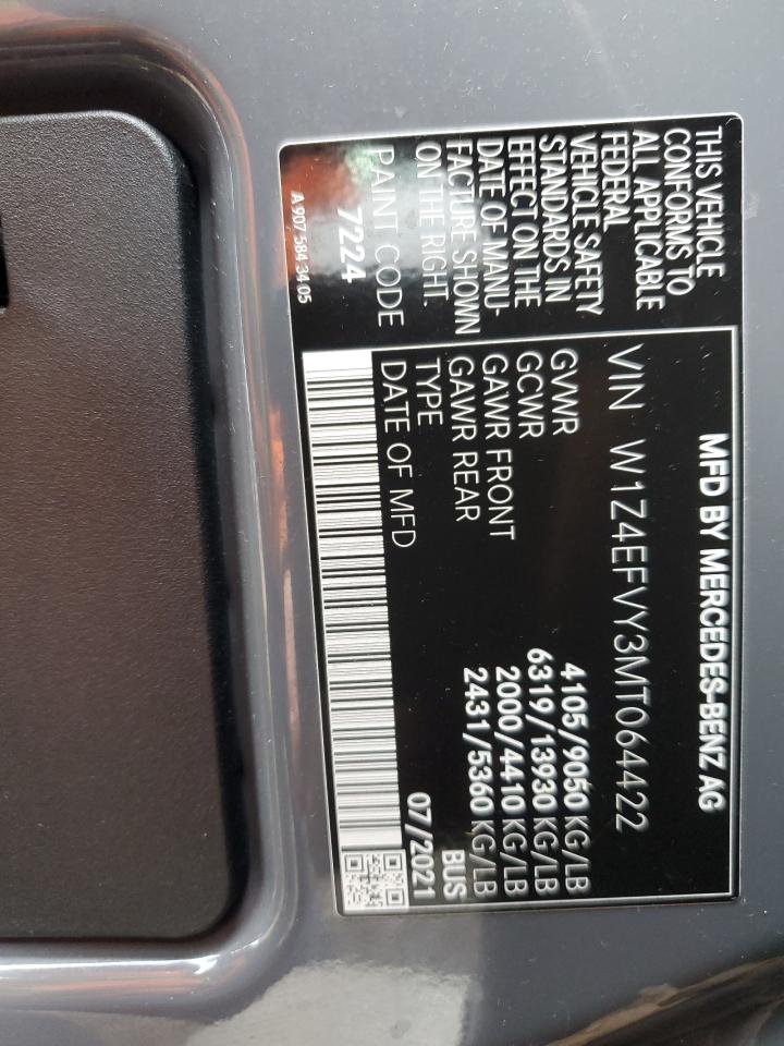 2021 Mercedes-Benz Sprinter 2500 VIN: W1Z4EFVY3MT064422 Lot: 86816085