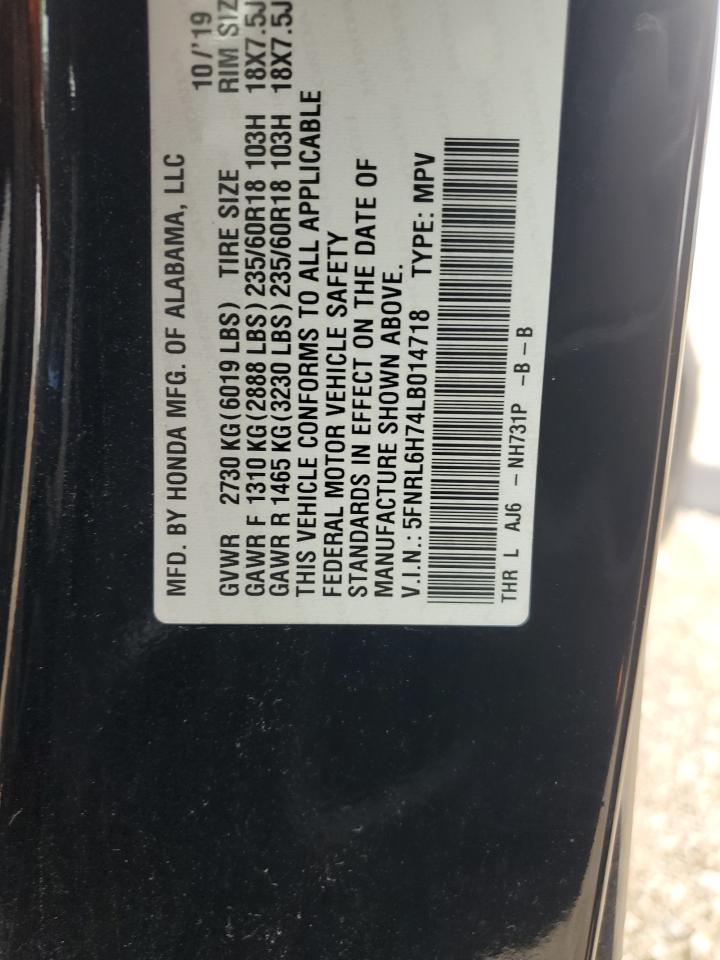 2020 Honda Odyssey Exl VIN: 5FNRL6H74LB014718 Lot: 90072725