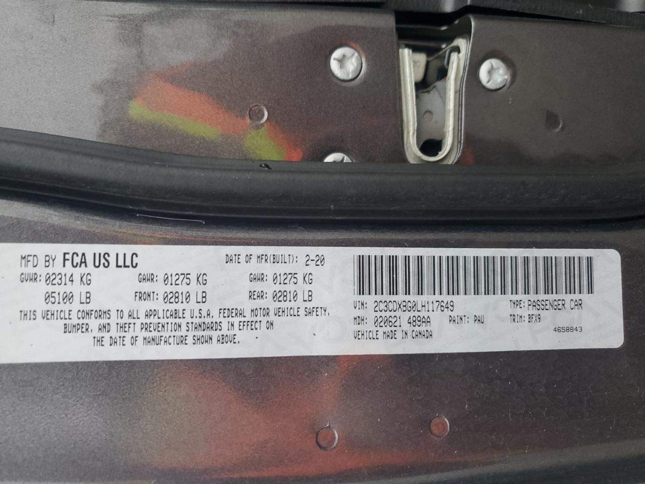 2020 Dodge Charger Sxt VIN: 2C3CDXBG0LH117649 Lot: 89890475