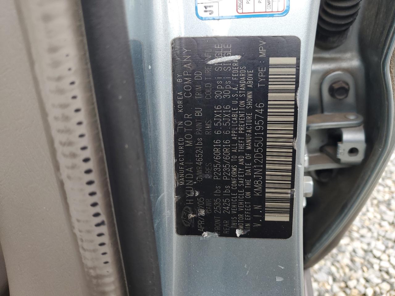 2005 Hyundai Tucson Gls VIN: KM8JN12D55U195746 Lot: 82449895