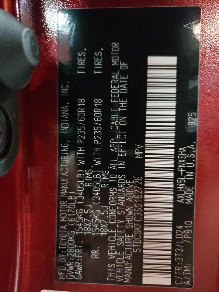 2025 Toyota Sienna Xse VIN: 5TDCSKFC3SS162726 Lot: 85256615