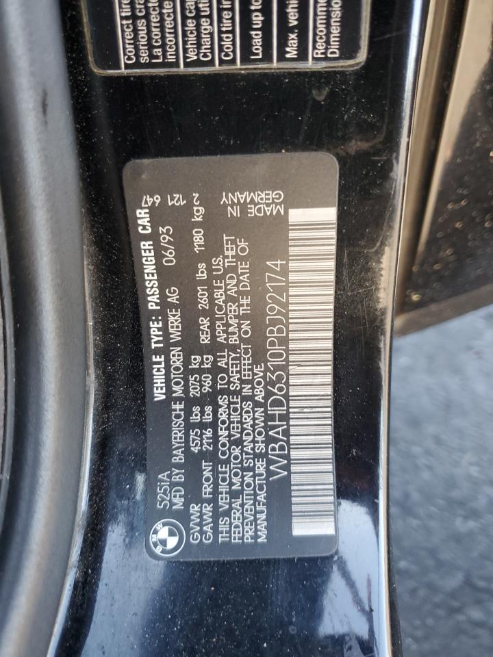 1993 BMW 525 I Automatic VIN: WBAHD6310PBJ92174 Lot: 91124795