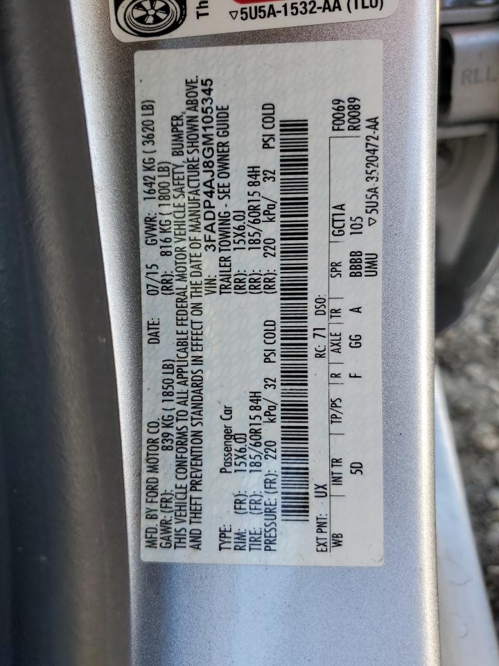 2016 Ford Fiesta S VIN: 3FADP4AJ8GM105345 Lot: 87416335