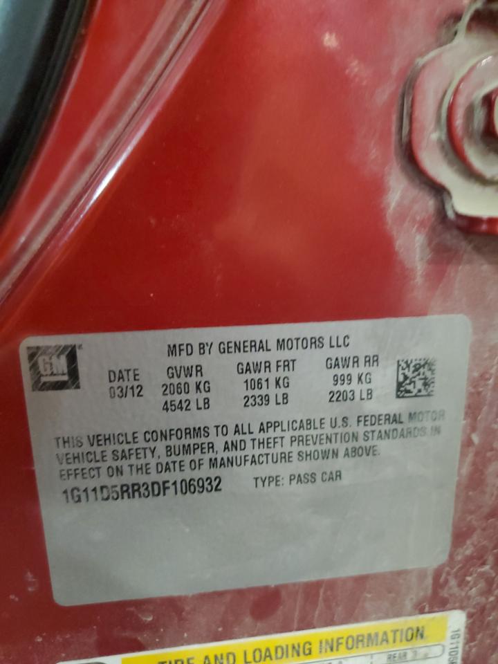 2013 Chevrolet Malibu 1Lt VIN: 1G11D5RR3DF106932 Lot: 89486295