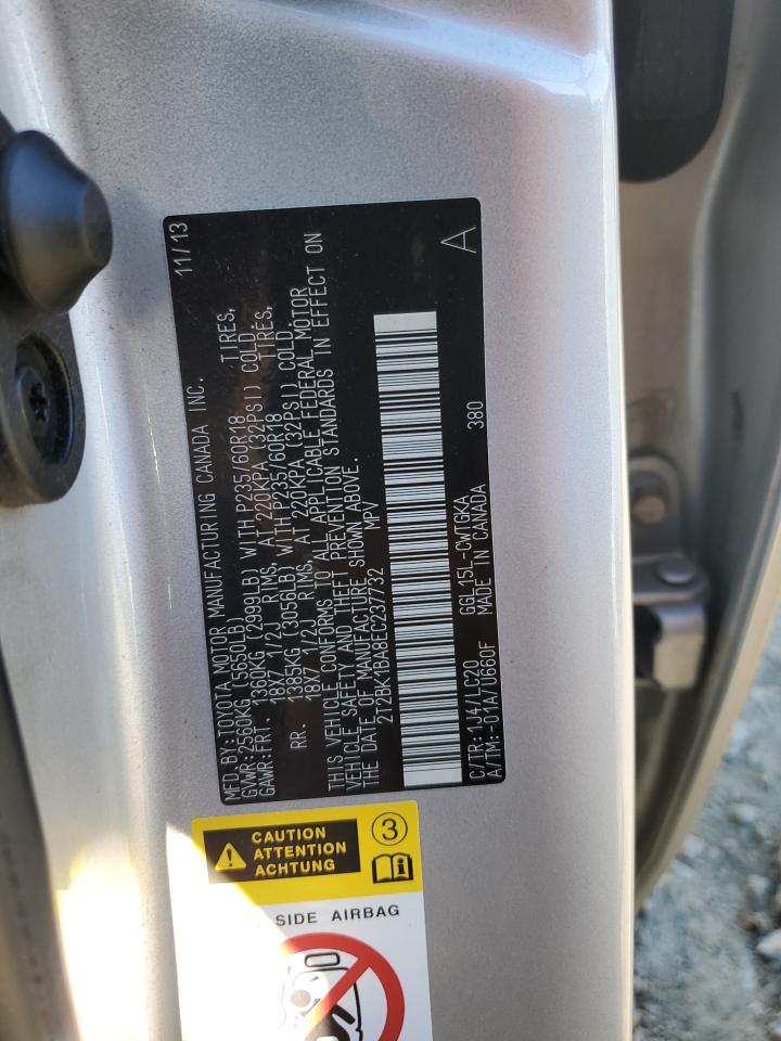 2014 Lexus Rx 350 Base VIN: 2T2BK1BA8EC237732 Lot: 85310585